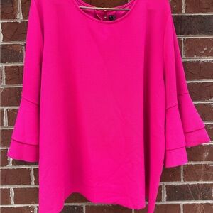 Lane Bryant Fuchsia Bell Sleeve Blouse